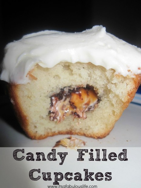 Candy Filled Cupcakes - Awesome idea for all of your leftover Halloween candy!! Super easy too!