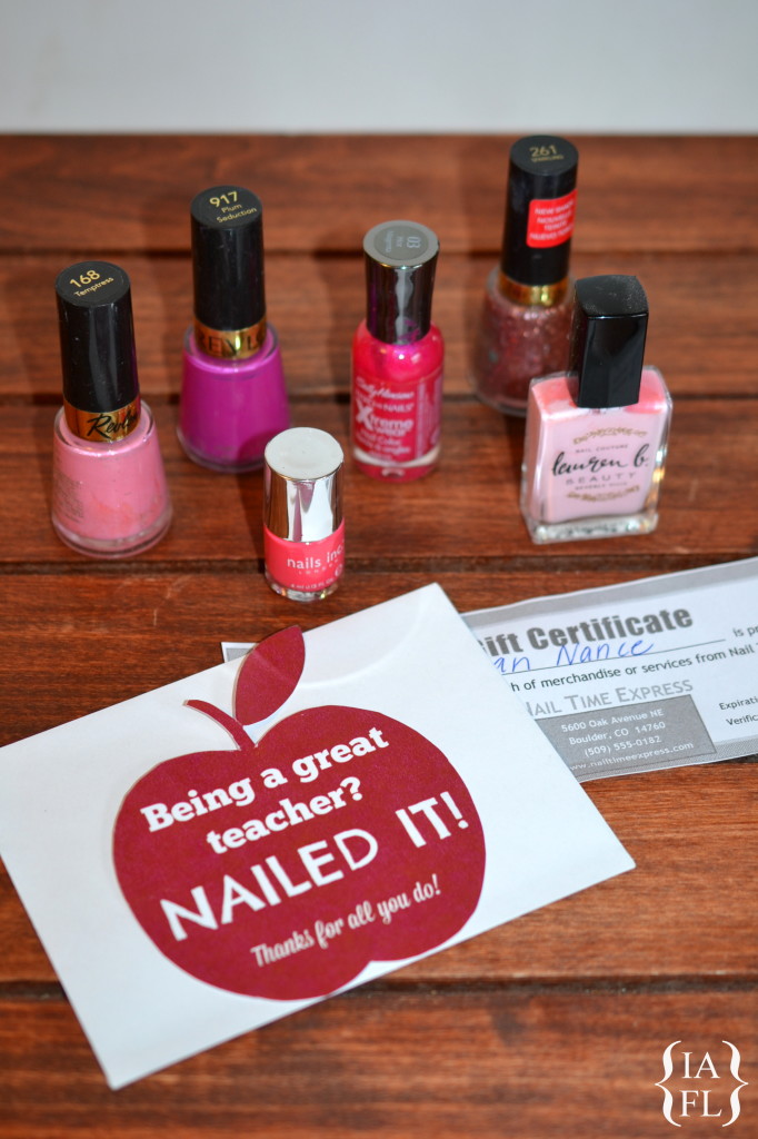 NAILED it!  Free Printable Teacher Appreciation Gift Tag to attach to nail polish or a salon gift certificate!  ♥ this!