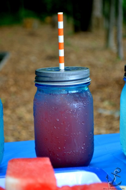 Blue Mason Jars + paper straws