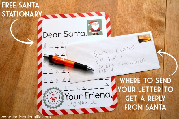 Free Letter To Santa Stationary & Santa's Address.  When you mail a letter to these addresses you will get a letter in back from Mr. Claus! :) 
