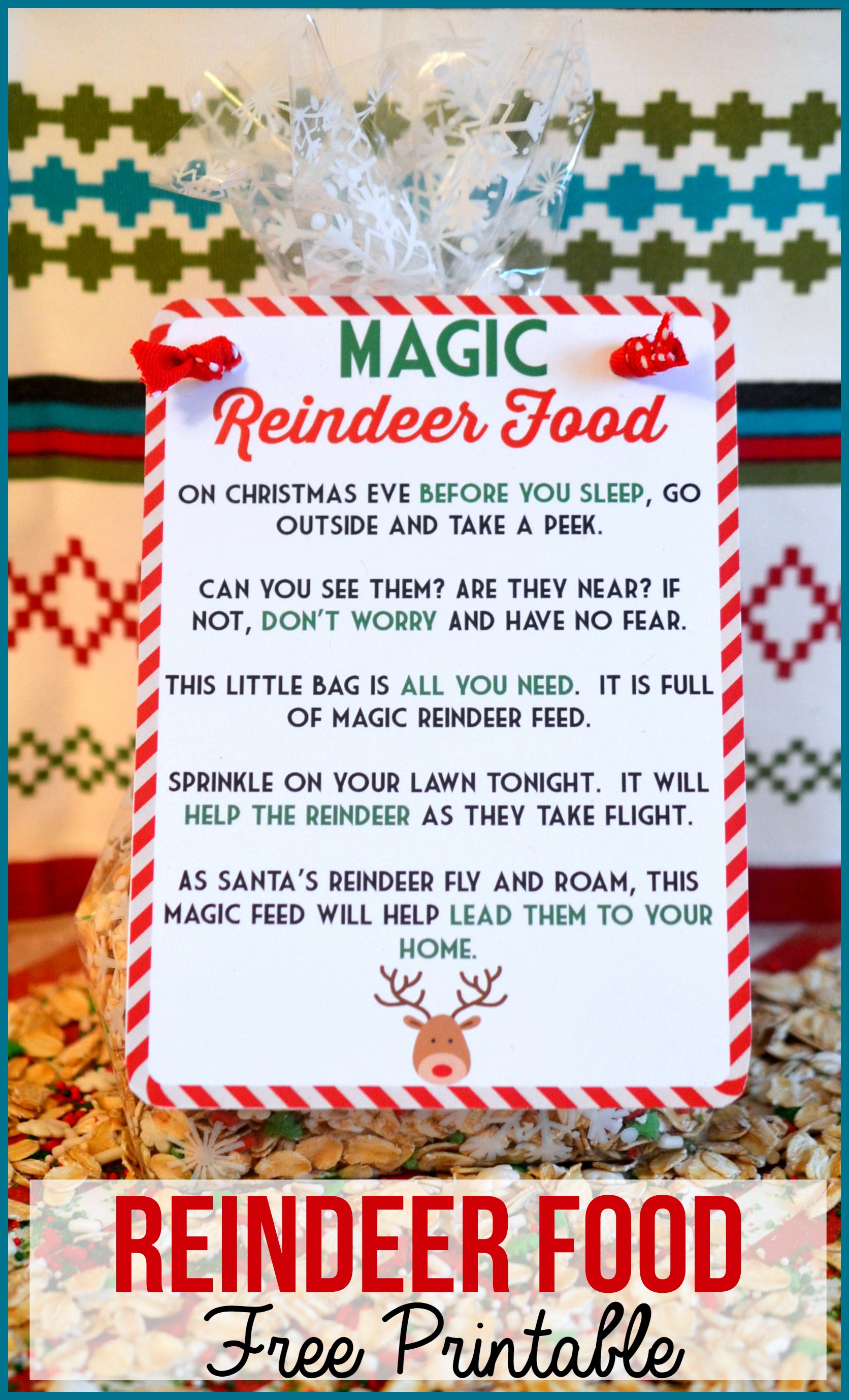 Magic Reindeer Food Poem & Free Printable.  Also includes the Reindeer Food recipe.