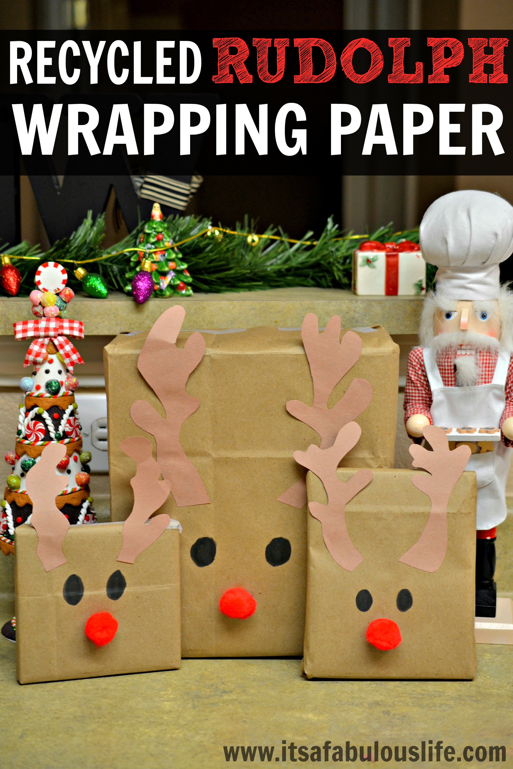 Recycled Rudolph Wrapping Paper