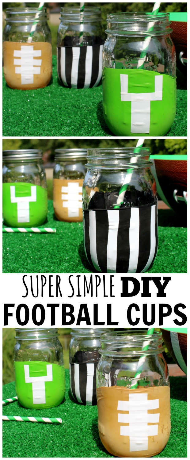 Quick & Easy DIY Football Mason Jar Cups