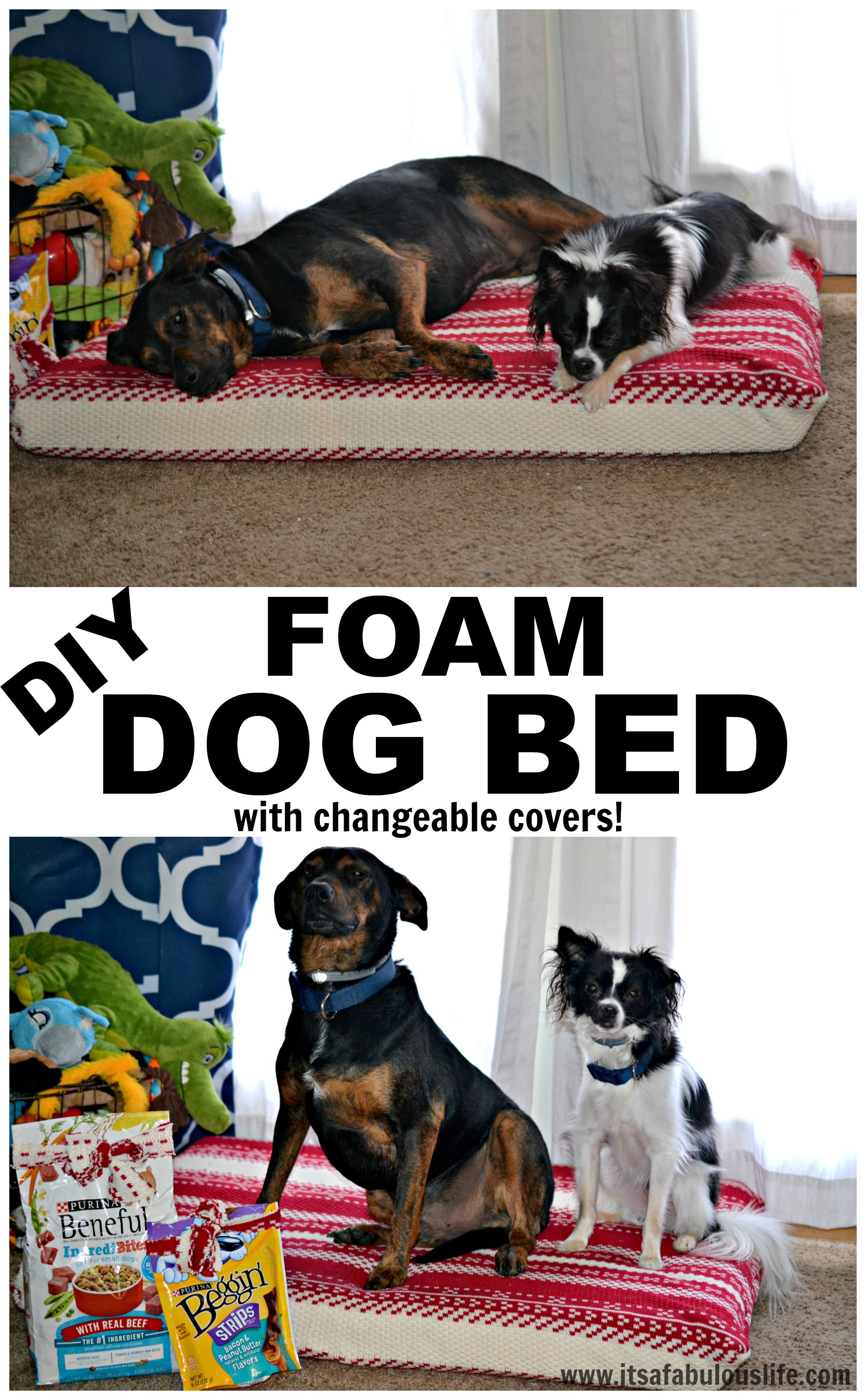 DIY Foam Dog Bed With Changeable Covers!