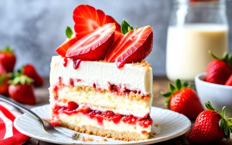 Decadent Layered Delight: Strawberry Cake with Cheesecake