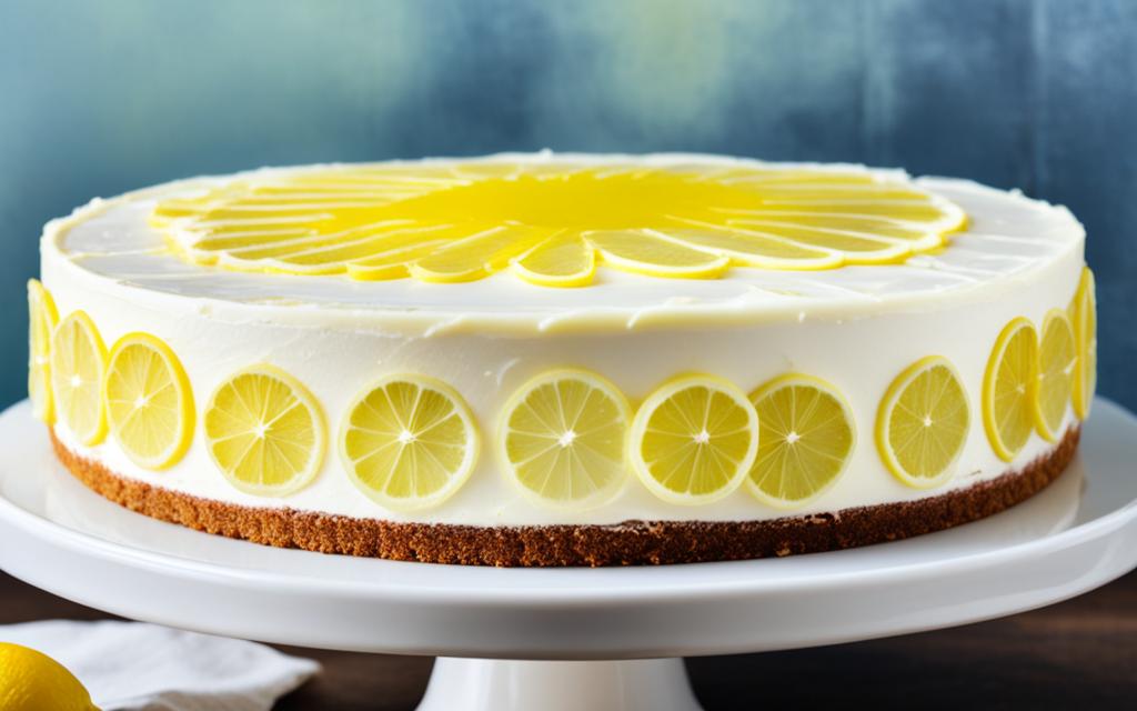 cake with candied lemon slice garnish
