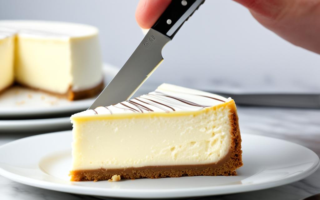 slicing cheesecake