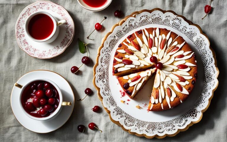 Delicate Almond Cherry Cake for Afternoon Tea