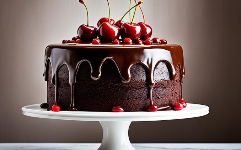 Luscious Chocolate Cake Topped with Cherries