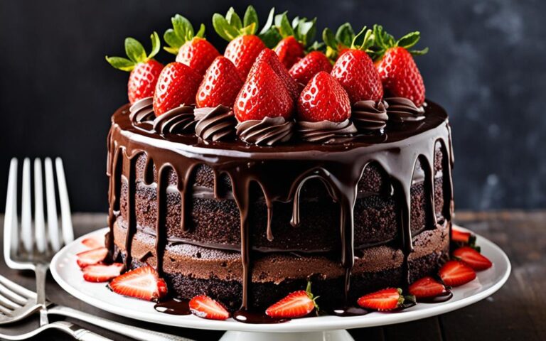 Indulgent Chocolate Cake with Dipped Strawberries