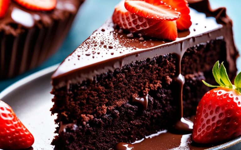 Elegant Chocolate Cake Topped with Fresh Strawberries