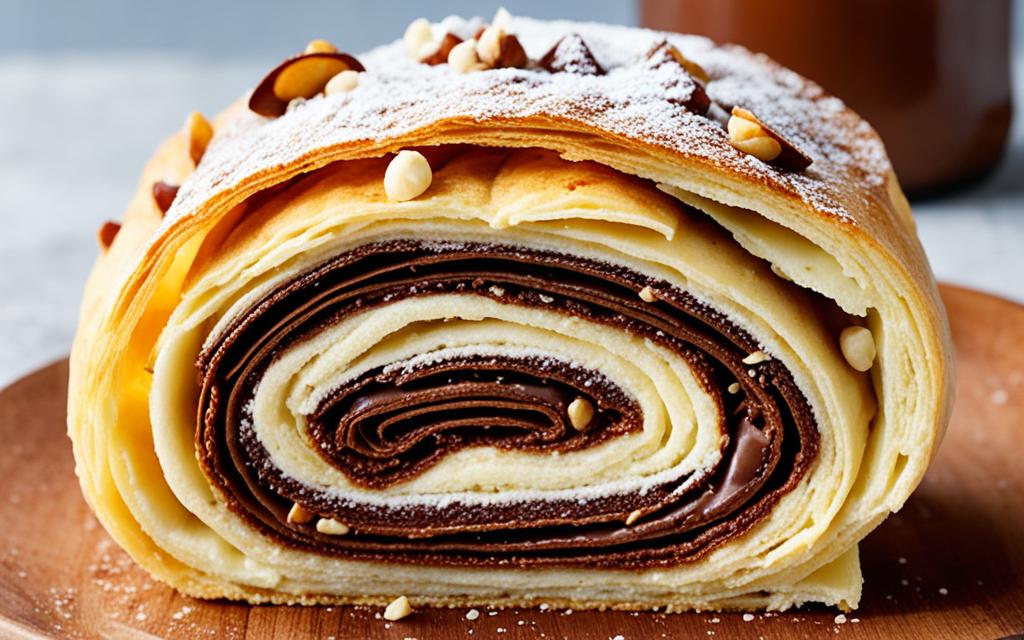 Chocolate Hazelnut Filled Puff Pastry Roll