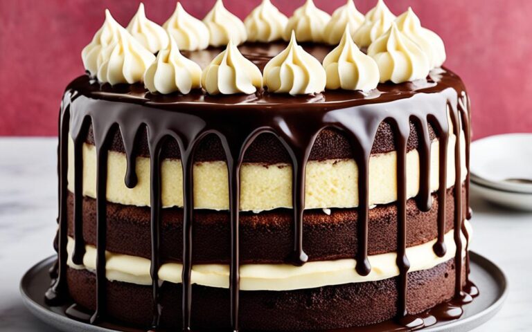 Decadent Chocolate Icing on a Classic Vanilla Cake