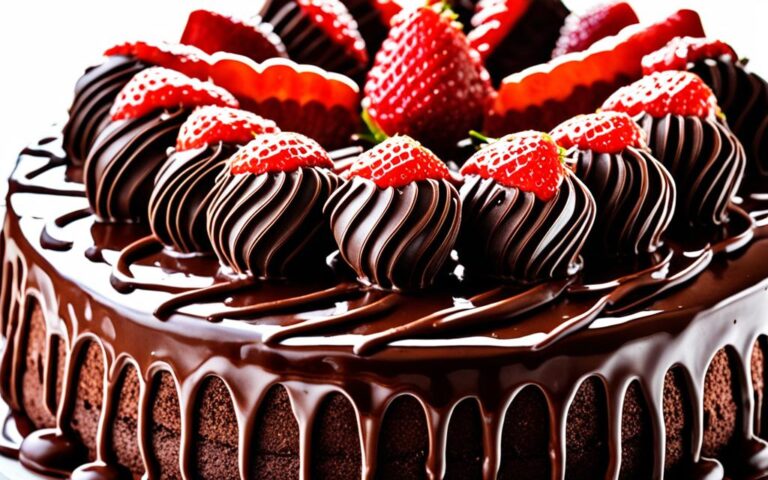 Chocolate Cake Adorned with Luscious Chocolate-Covered Strawberries