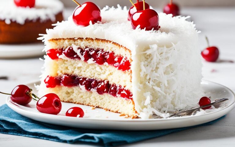 Coconut Cake with Cherries on Top: Sweet and Colorful