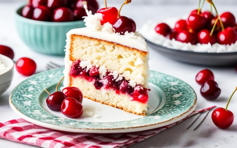 Moist and Flavorful Coconut and Cherry Cake for a Juicy Treat