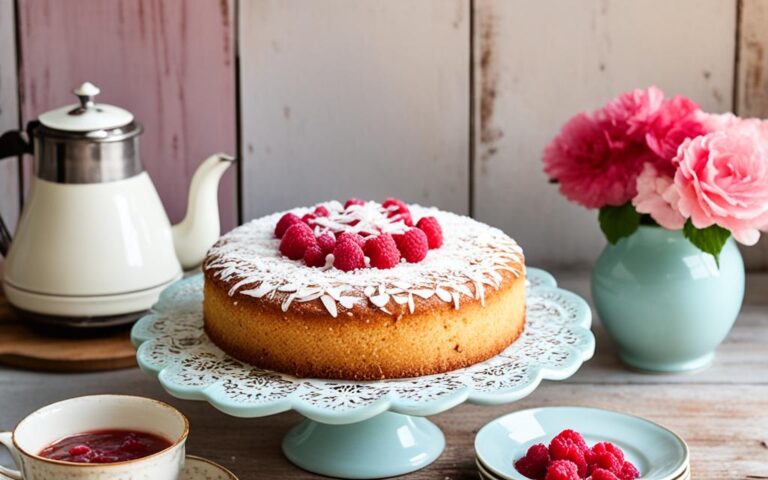 Traditional Coconut and Jam Cake: A British Tea-Time Treat