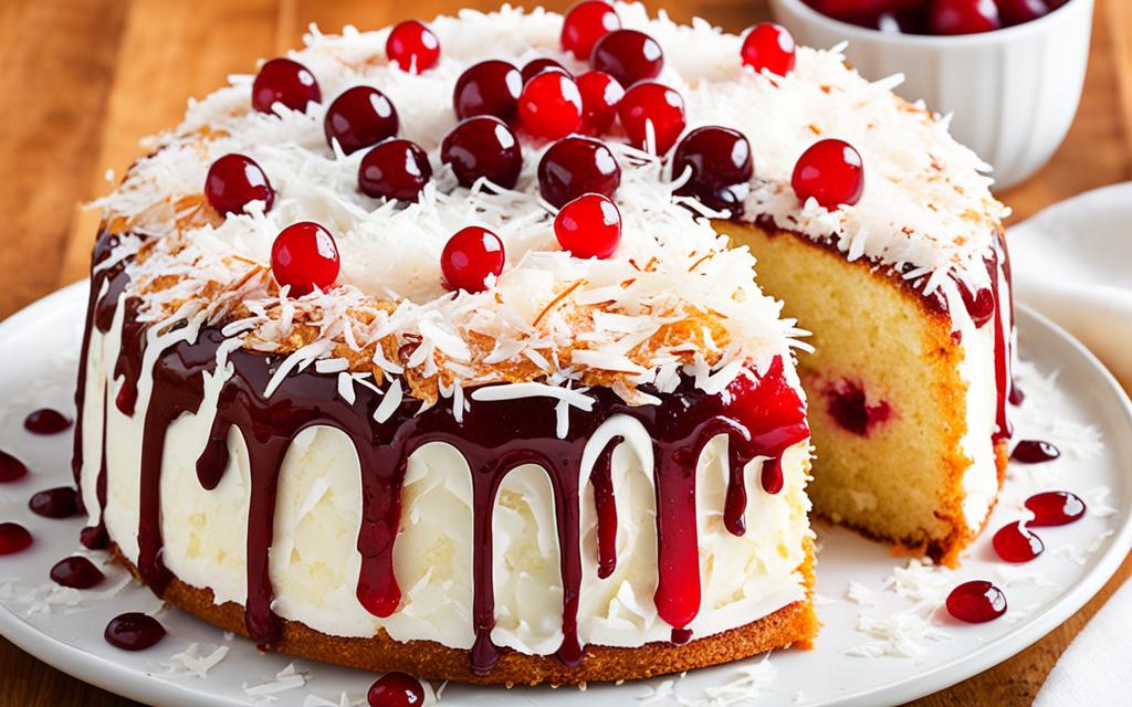 Easy coconut and cherry cake