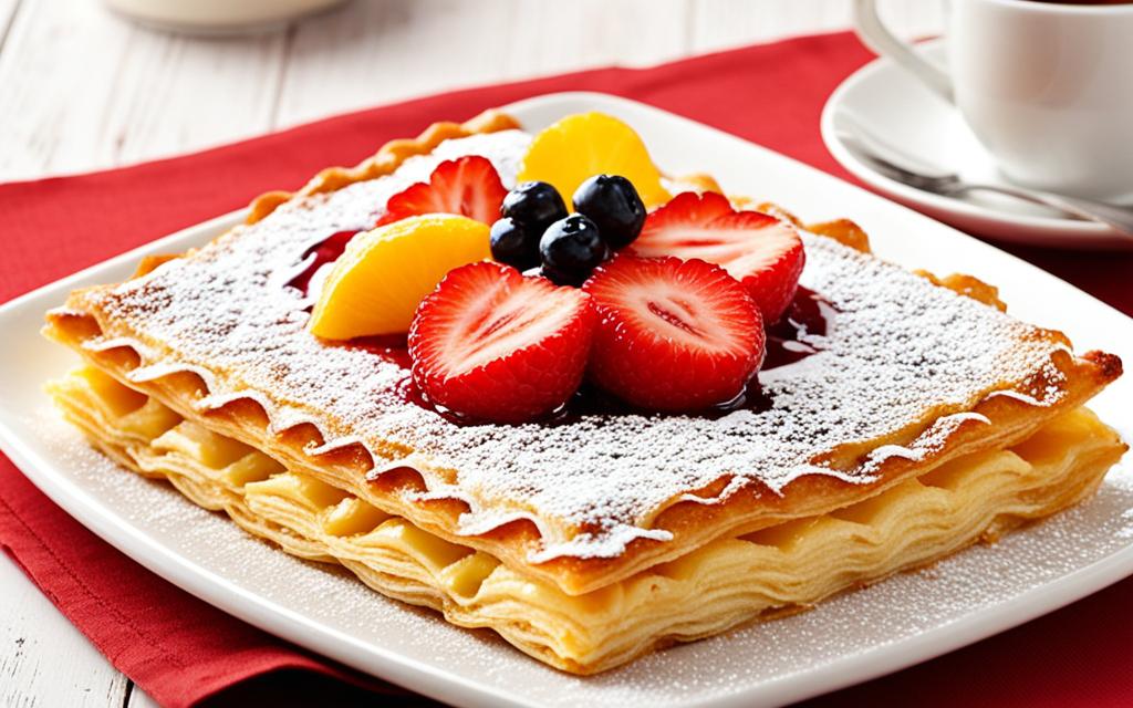 Homemade Puff Pastry Dessert with Cream and Fruit