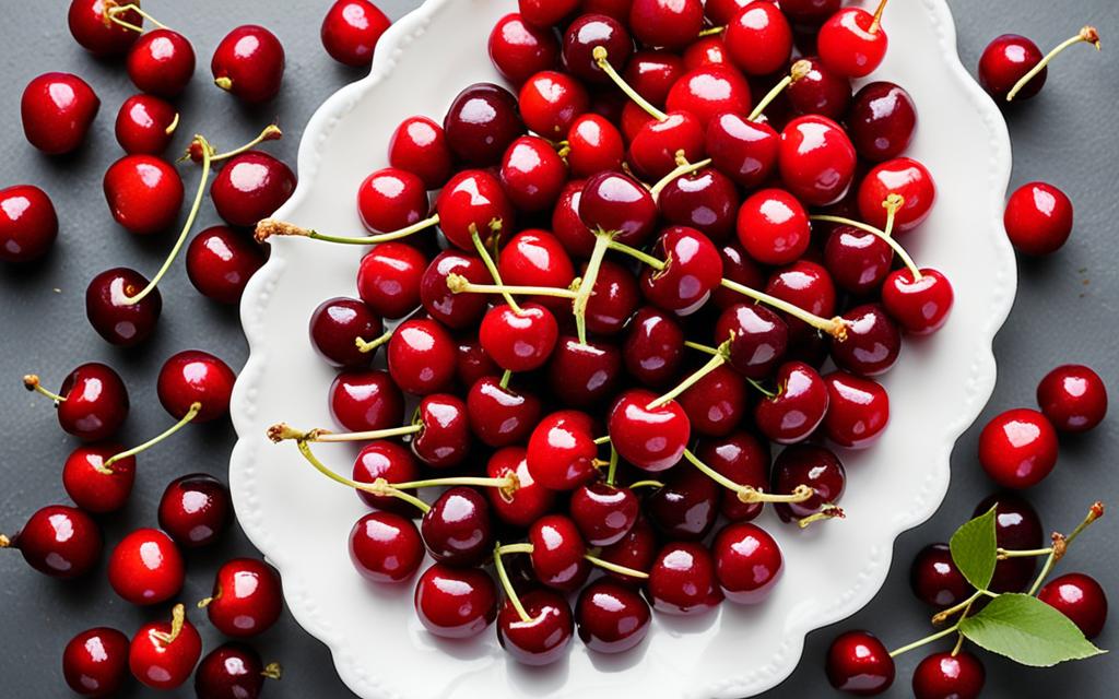 Pile of cherries on a plate