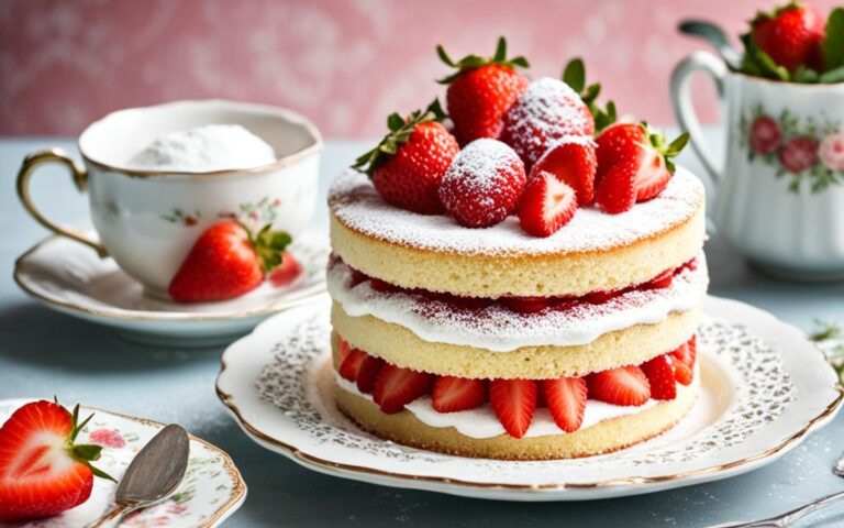Elegant Strawberry Victoria Sponge Cake for British Tea Time