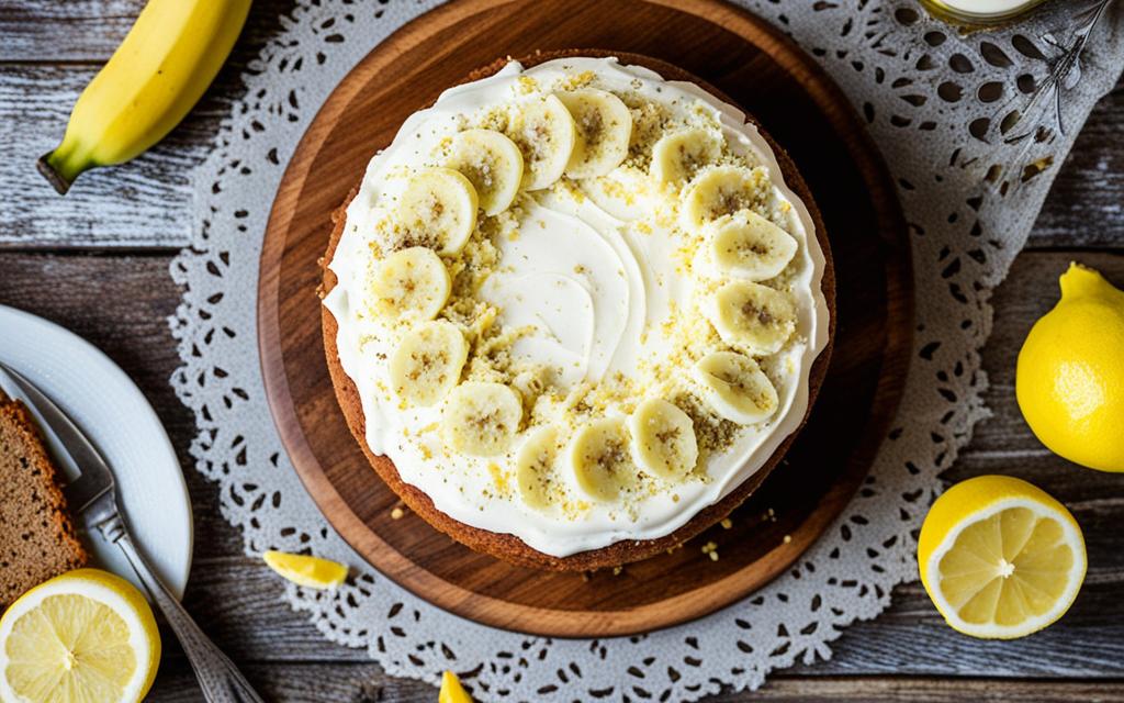 banana cake with lemon frosting