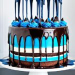 blue chocolate drip cake