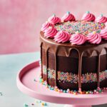 chocolate cake pink