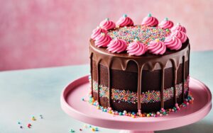 chocolate cake pink