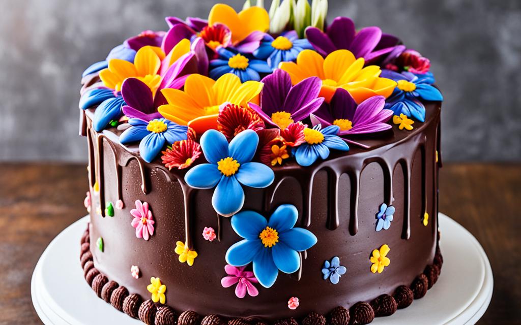 chocolate cake with flowers