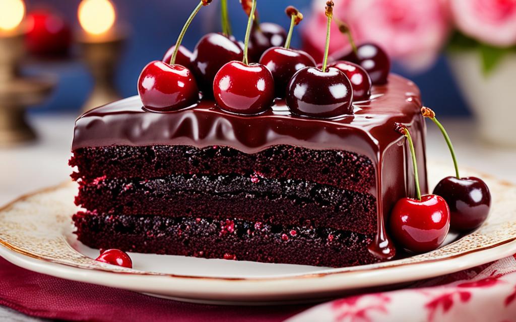 chocolate cherry cake with fresh cherries