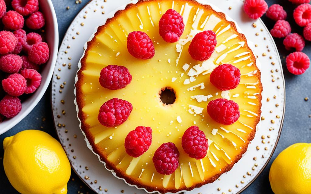 lemon drizzle cake with raspberries