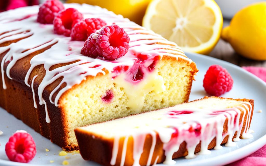 light and fluffy lemon and raspberry loaf cake