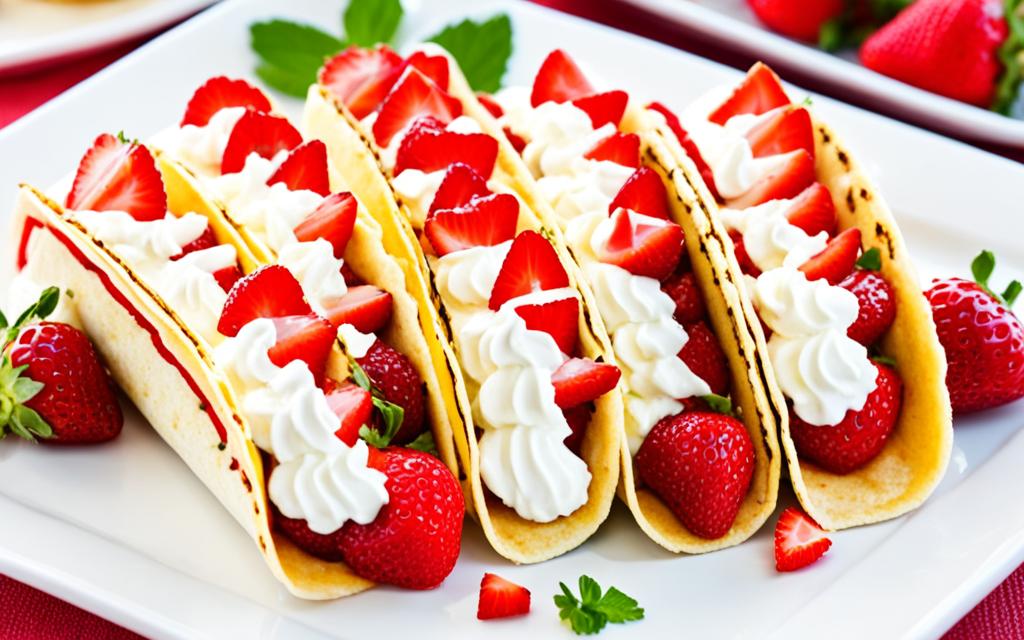 mini strawberry cheesecake tacos