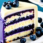 white chocolate and blueberry cake
