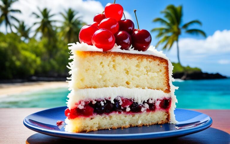 Moist Coconut and Cherry Cake: A Tropical Dessert