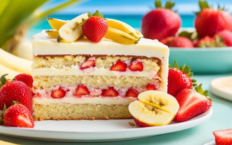 Tropical Strawberry and Banana Cake for Summer Parties