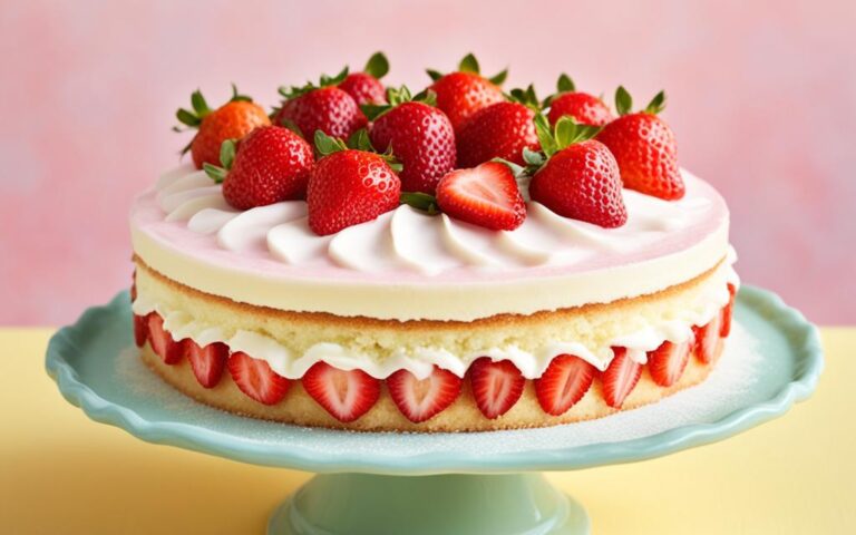 Delicate Vanilla Cake Topped with Juicy Strawberries
