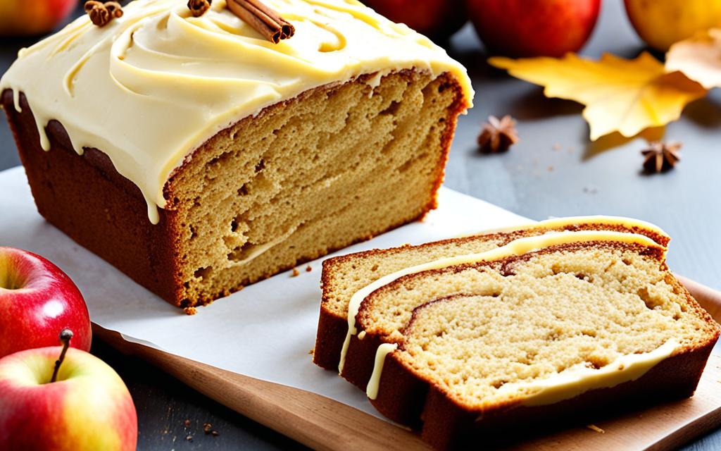 apple loaf cake with frosting