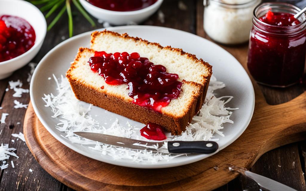 jammy coconut loaf cake image