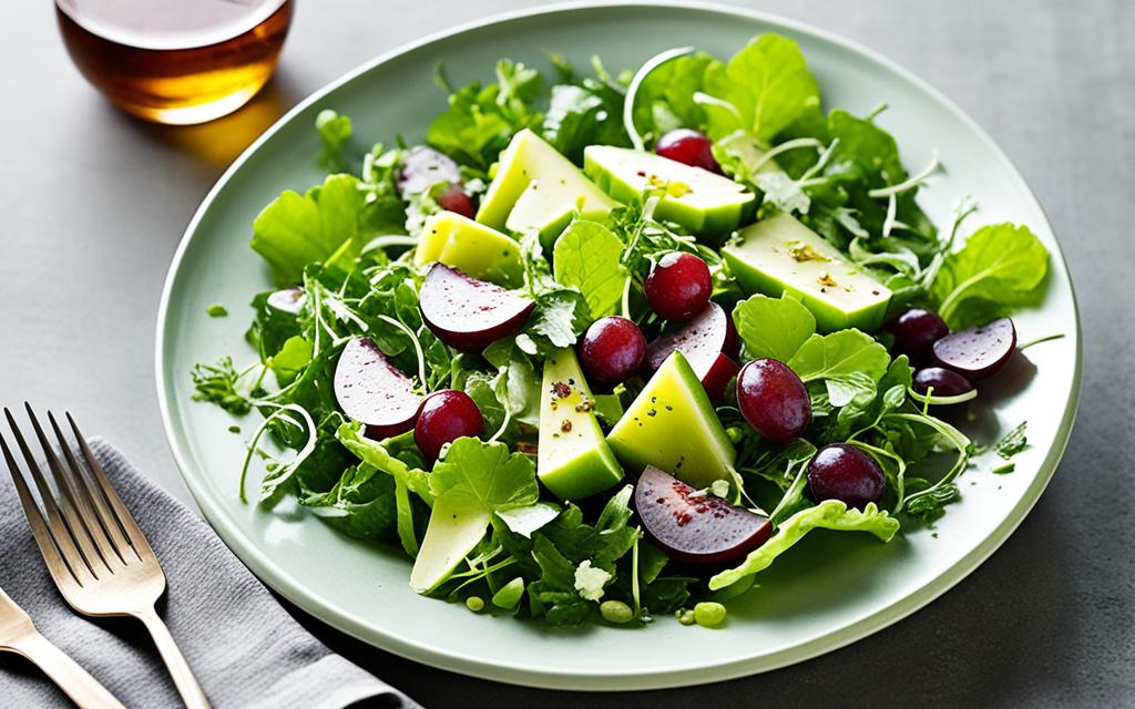 green salad with grapes