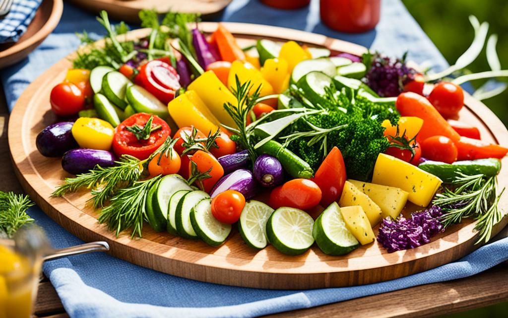 serving marinated vegetable salad