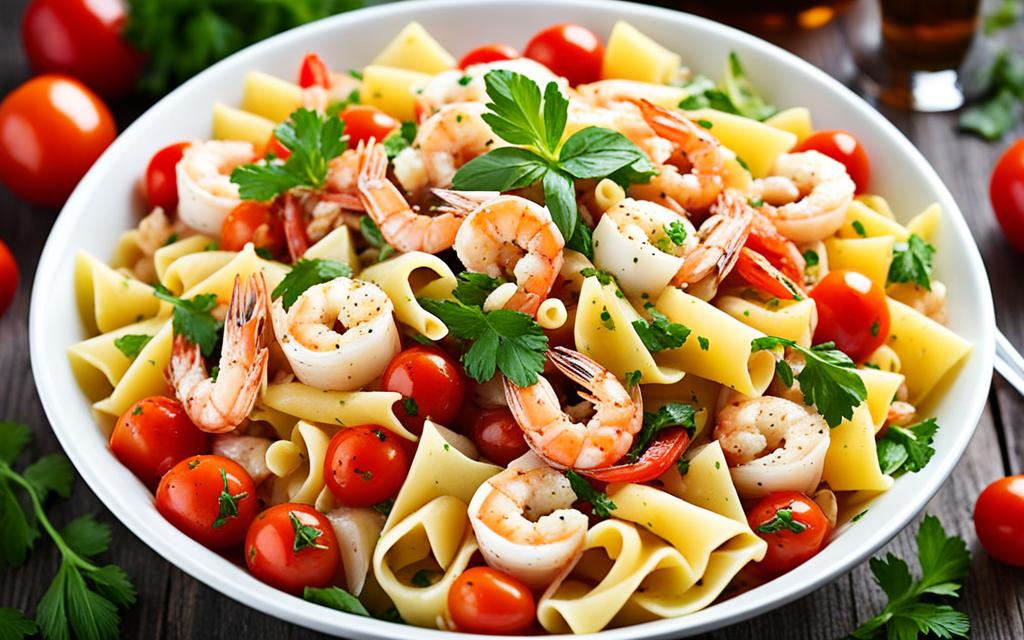 seafood pasta salad image