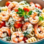 seafood pasta salad recipe with real crabmeat and shrimp