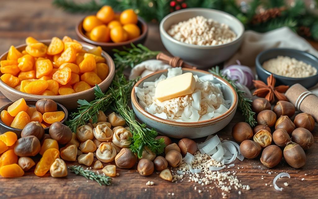 Ingredients for apricot chestnut stuffing