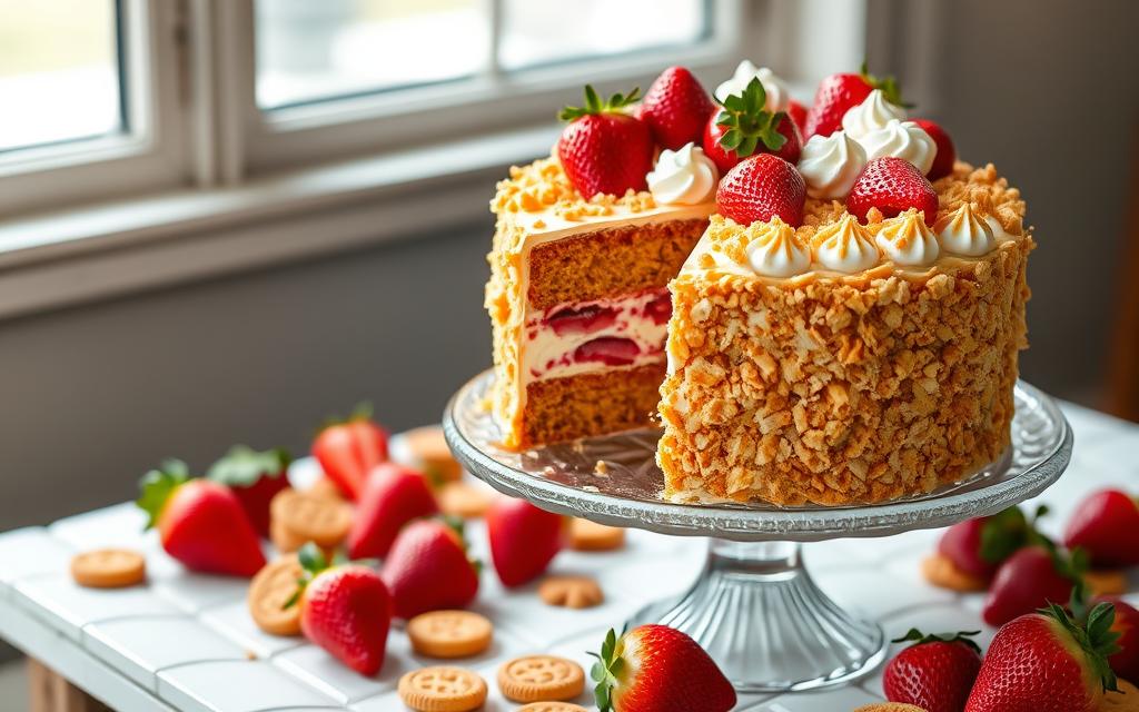 Strawberry Crunch Cake