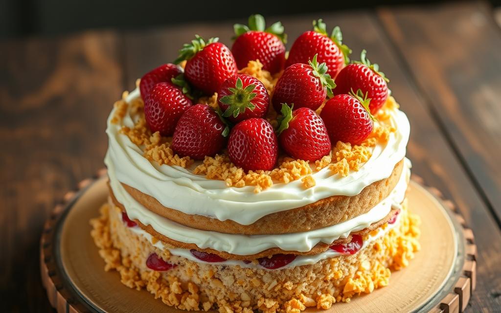 strawberry crunch cake with golden oreos recipe