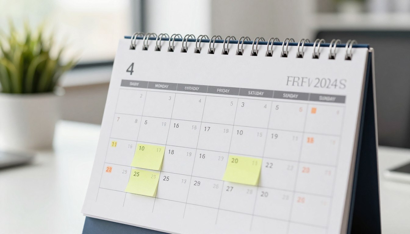 Four-day work schedule marked on a weekly calendar